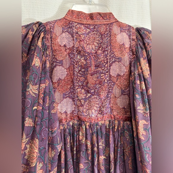 1970’s rare Ritu Kumar for Judith Ann -  Silk Peacock Block Print Dress - Picture 9 of 12